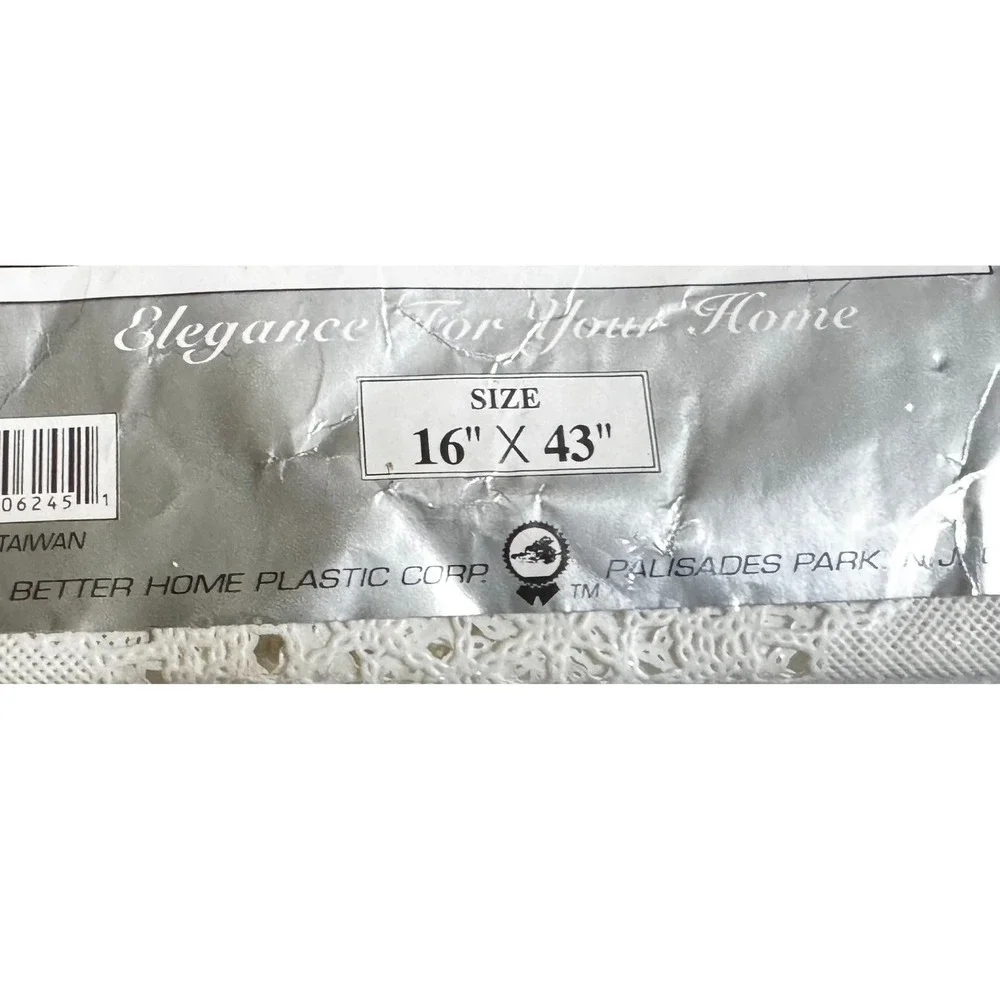 Vintage Better Home Table‎ Runner 16x43 White New Crochet Style Vinyl Scarf Lace